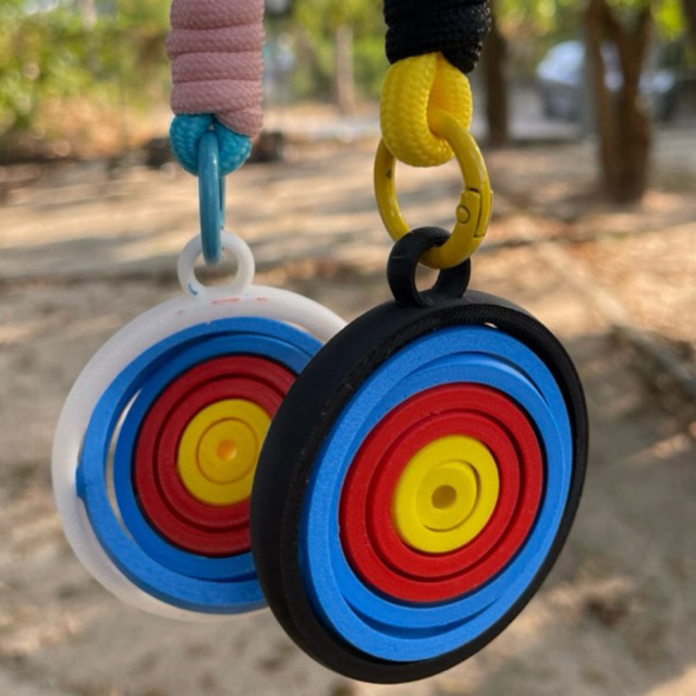 พวงกุญแจฟิดเจ็ตเป้าธนู สายคล้องเชือกถัก Bullseye Fidget Keychain with Braided Rope Strap