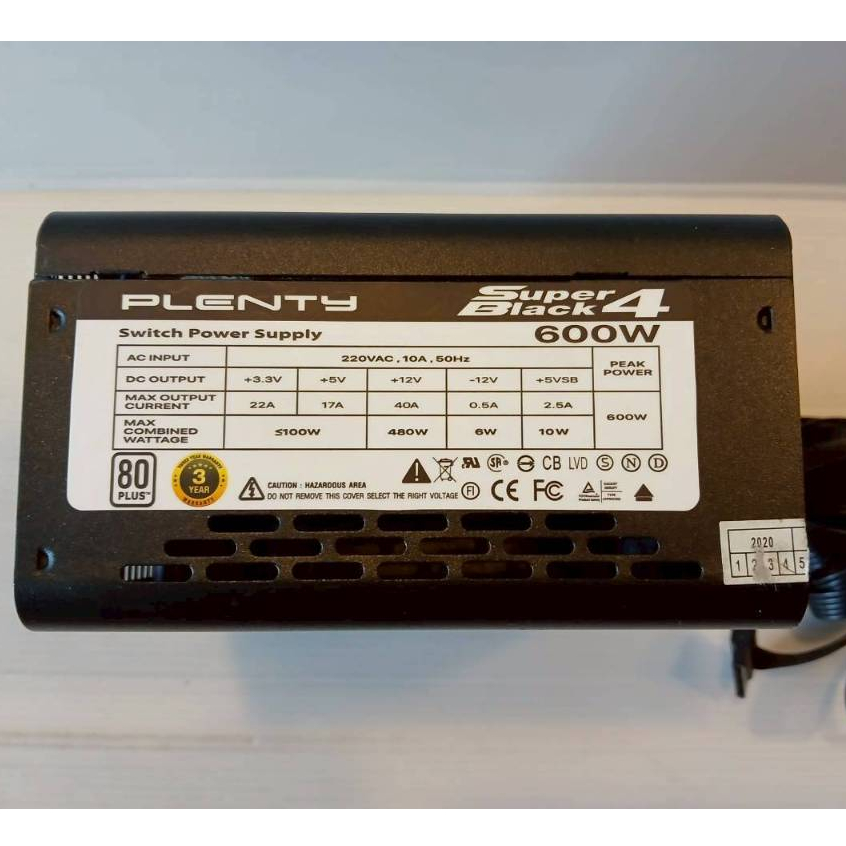 POWER SUPPLY(อุปกรณ์จ่ายไฟ) Plenty Super Black 4 V.2 600W 80+ Power Supply พาวเวอร์ซัพพลาย