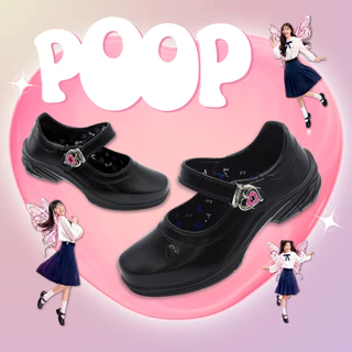 รองเท้านักเรียนหญิง Popteen รุ่นใหม่ล่าสุด หัวใจเพชรสีชมพู💖 popteen ปีล่าสุด Size 30-42