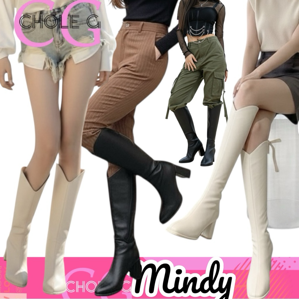 [ส่งไรเดอร์ได้👍] Chole G: Mindy Korea high Boots ไซส์37-43 (SH0001)รองเท้าบูทหนังยาว บูทเกาหลี