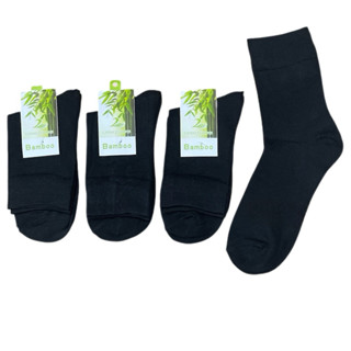 Bamboo ถุงเท้าใยไผ่ข้อยาว ช่วยลดกลิ่นเท้า ขนาดฟรีไซส์ สีดำ