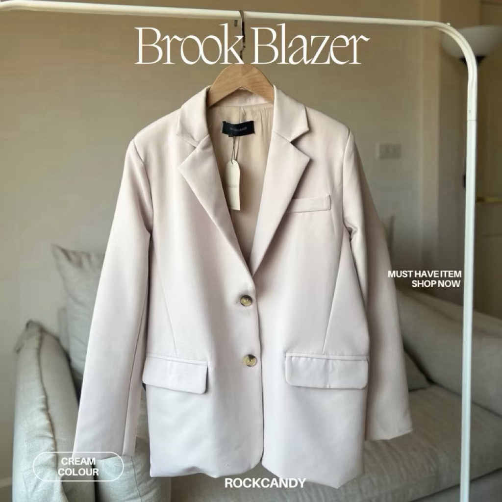 เสื้อสูท เสื้อเบลเซอร์ สีครีม มือสอง Rocky candy