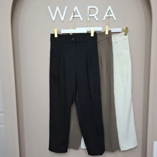 [ L1 ] WARA กางเกงขายาวจีบคู่ กระดุมหน้า สม็อคหลัง ผ้าลิลลี่พรีเมี่ยม