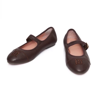 O&B รองเท้าหนังแกะ รุ่น MARY FLATS IN BRUSHED BROWN-11275SS00724F_H5BRXX