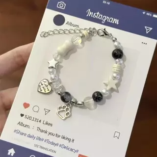 ร้านไทย พร้อมส่ง กำไลข้อมือไข่มุก สร้อยข้อมือหิน ดาว หัวใจ เท้าสุนัข เครื่องประดับ แฟชั่นผู้หญิง สไตล์เกาหลี วินเทจ B46