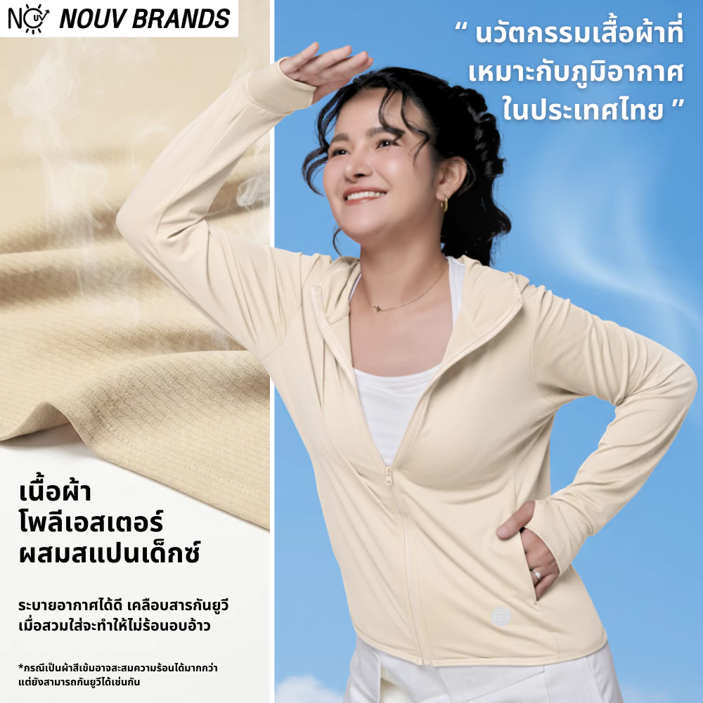 เสื้อคลุมกันแดด กันแสงแดด UV UPF50 NOUV BRANDS เสื้อฮู้ด by ซ้อบรีม sapaichina thumbnail 6