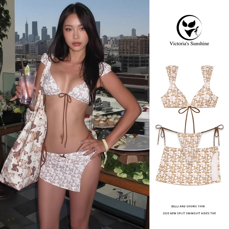 สไตล์ฤดูร้อนใหม่ ชุดว่ายน้ำเซ็กซี่ bikini บิกินี่ 3 ชิ้น เว้าหลัง ดันทรง เที่ยวทะเล#1118