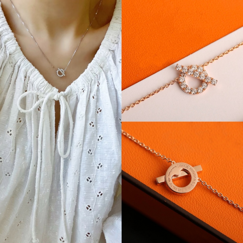 【พรีออเดอร์ 15 วัน】HHH Finesse สร้อยคอ เงินแท้ ชุบทอง 18K หนา คริสตัลสวารอฟ