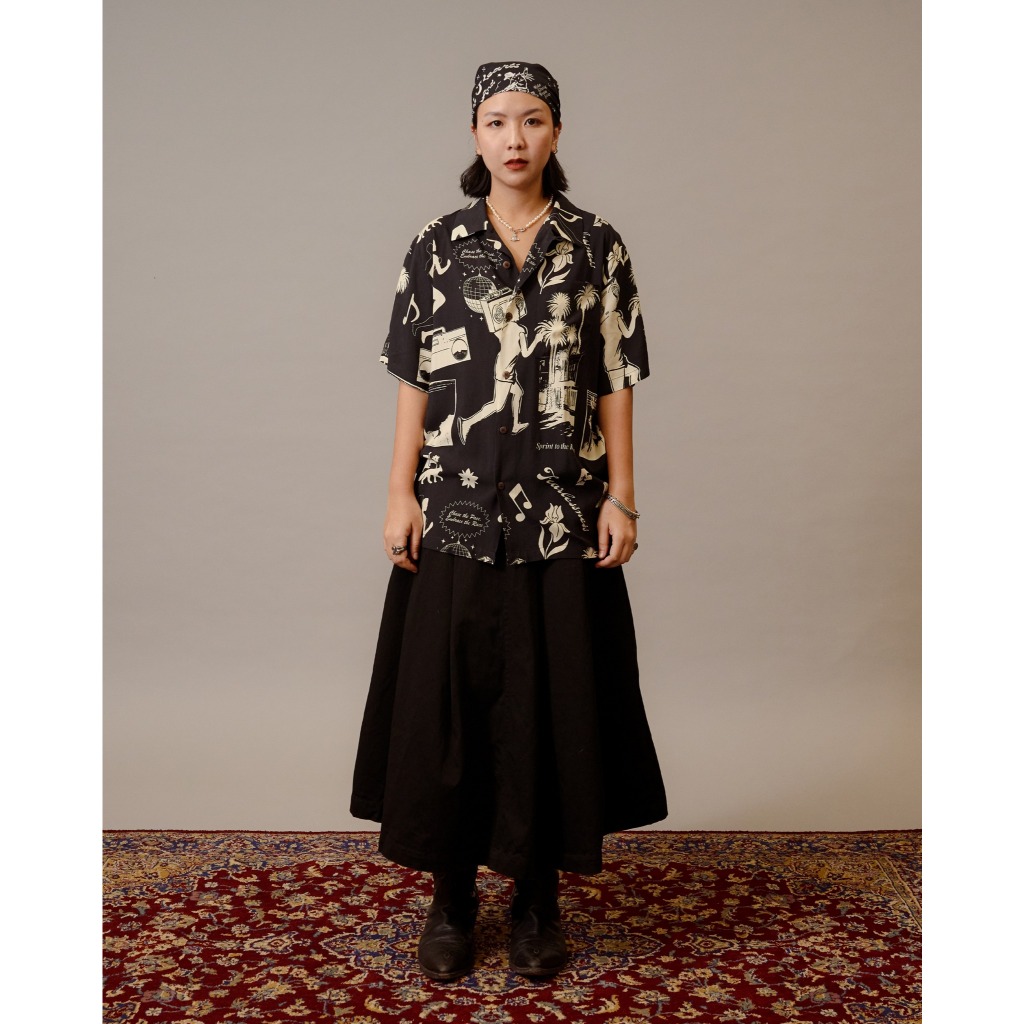 FEARLESSNESS Track & Tempo Hawaii Shirt - Black