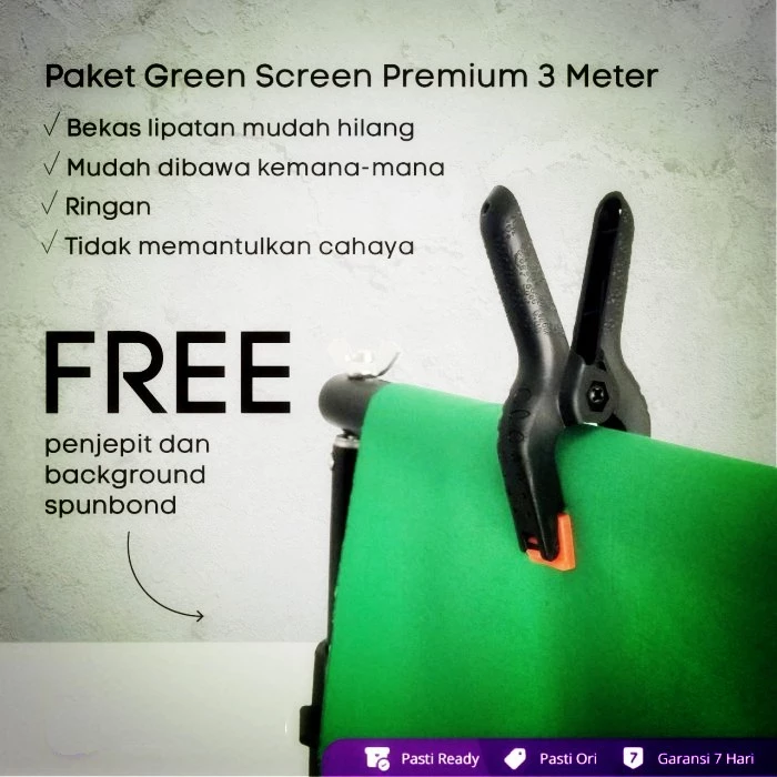 กรีนสกรีน Green screen 200x200cm พร้อมขาตั้ง T stand thumbnail 7