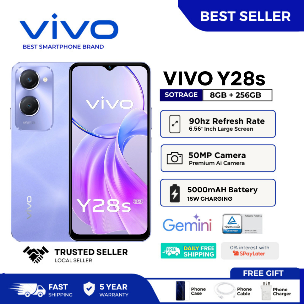 VIVO Y28s 5G (8+256GB) |MEDIATEK HELIO G85 | Battery 5000mAh+ชาร์จไว44W |  ลำโพงคู่+300%