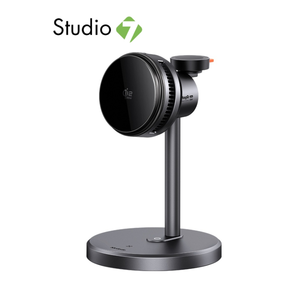 ที่ชาร์จไร้สาย MCDODO 3-in-1 Qi2 Wireless Charger Magnetic MagQ Stand 25W Black (TEC-Cooling) by Studio7