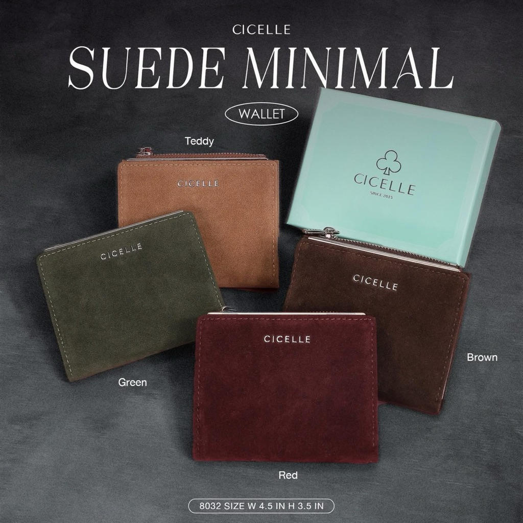 กระเป๋าสตางค์ใบสั้น cicelle หนังกลับ Minimal Wallet แท้💯 8032