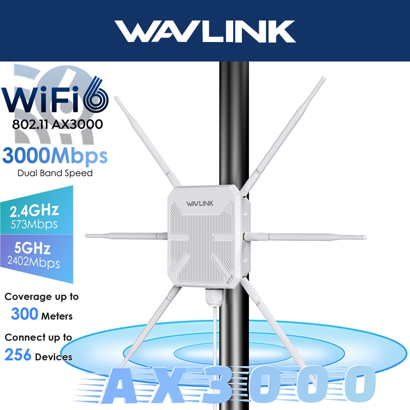 WAVLINK AX3000 WiFi6 จุดเชื่อมต่อกลางแจ้ง ตัวขยายสัญญาณ WiFi ระยะไกล รองรับ PoE / พร้อมเสาอากาศ High