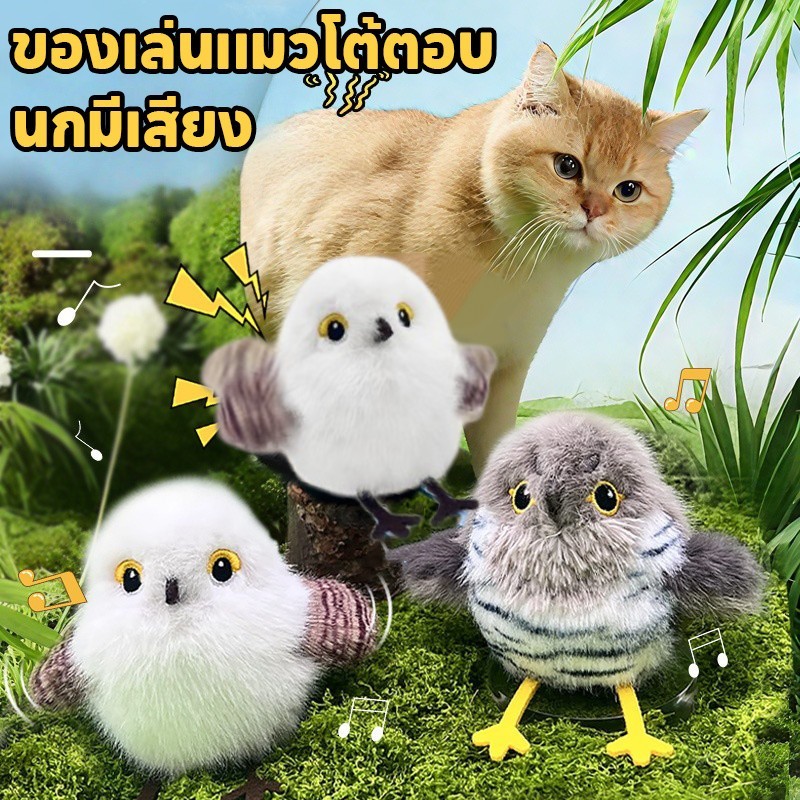 ของเล่นตุ๊กตา ของเล่นแมว รูปนกตลก มีเสียง สําหรับสัตว์เลี้ยงออกกําลังกาย #A118