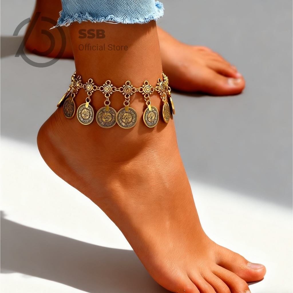 SSB 🎀【กำไล/สร้อยข้อเท้าโบฮีเมียน】พู่เหรียญอาร์ตี้ ใส่ได้ 2 แบบ สายเที่ยวห้ามพลาด! พร้อมส่ง S478-479