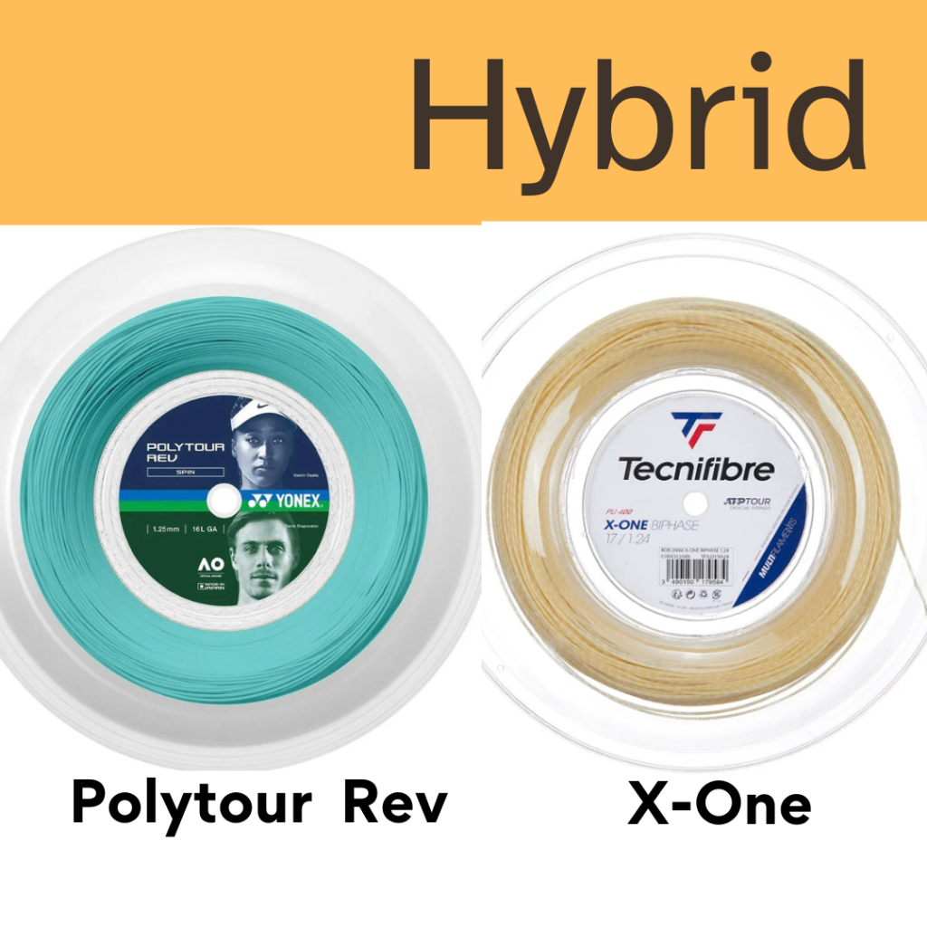 เอ็นเทนนิสไฮบริด Yonex Poly Tour Rev / Tecnifibre X-One Biphase (ตัดแบ่ง)