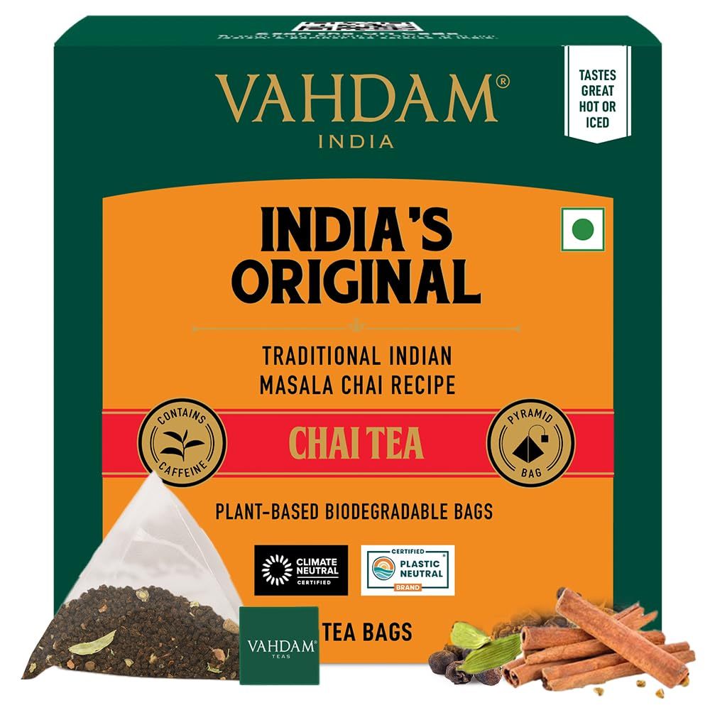 ชาอินเดีย/ VAHDAM/ India's Original Masala Chai Tea/15 ซอง/ ปลอดจีเอ็มโอ ปราศจากกลูเตน ไม่ปรุงแต่งรส