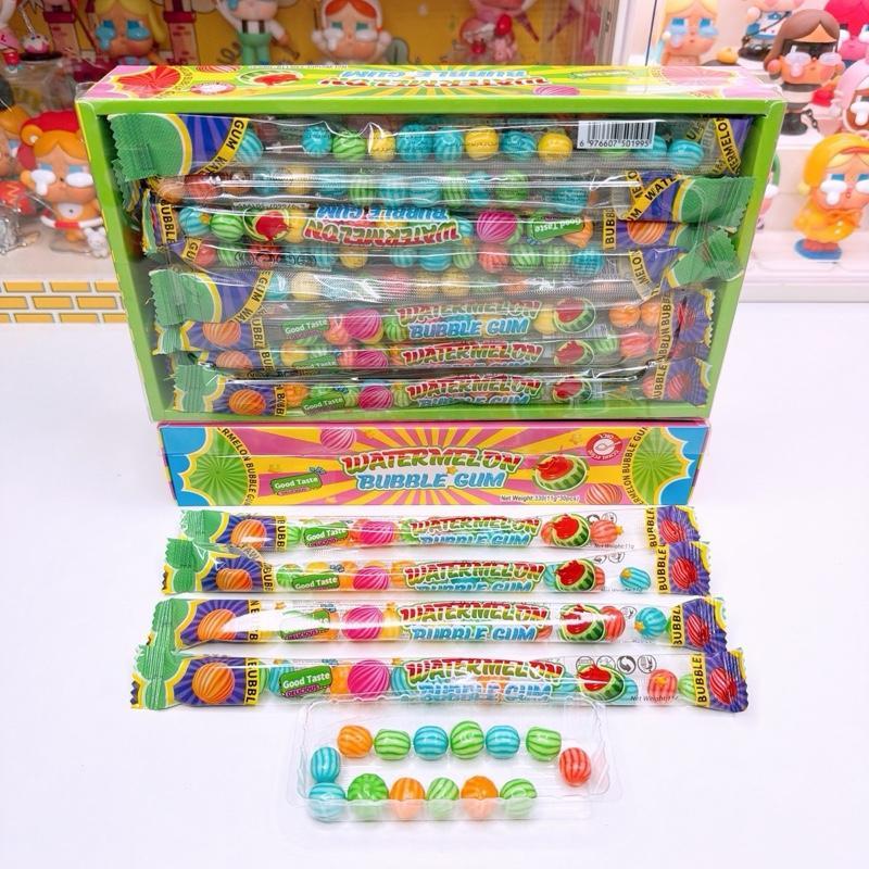 หมากฝรั่งแตงโม 3 สี สอดไส้แยมผลไม้ 1 กล่อง 30 ชิ้น
