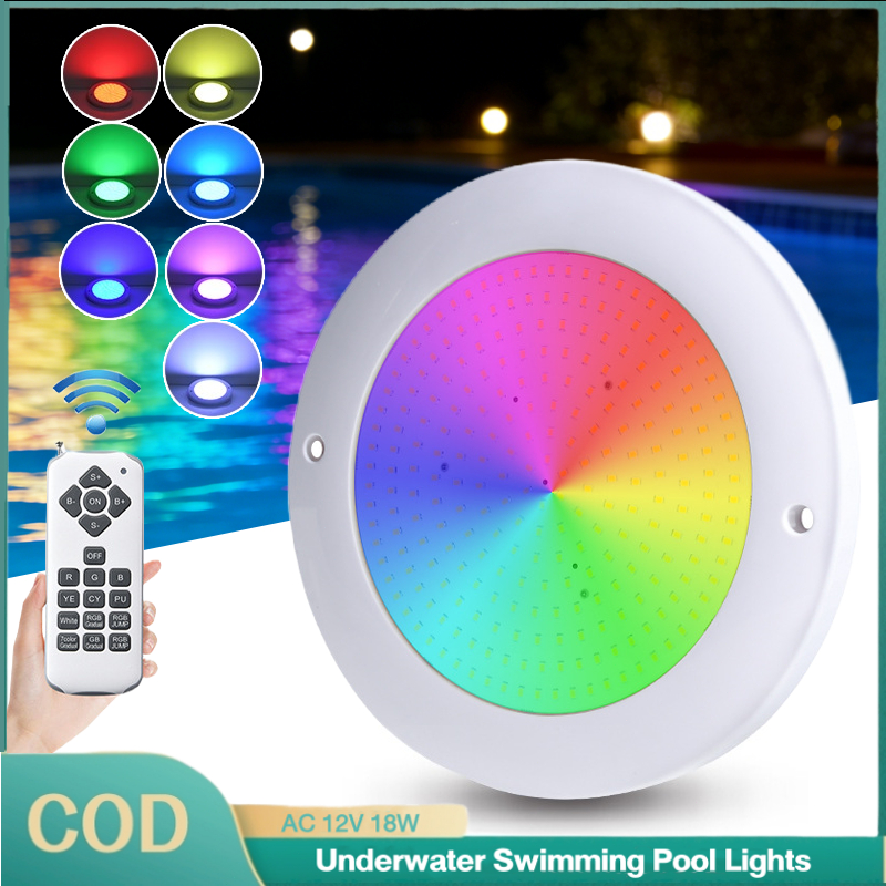 โคมไฟสระว่ายน้ำ บางเฉียบ 12W/18W/35W AC 12V ควบคุมสีRGBรีโมท ULTRA THIN SWIMMING POOL LIGHT กันน้ำIP68 โคมไฟสระติดผนัง