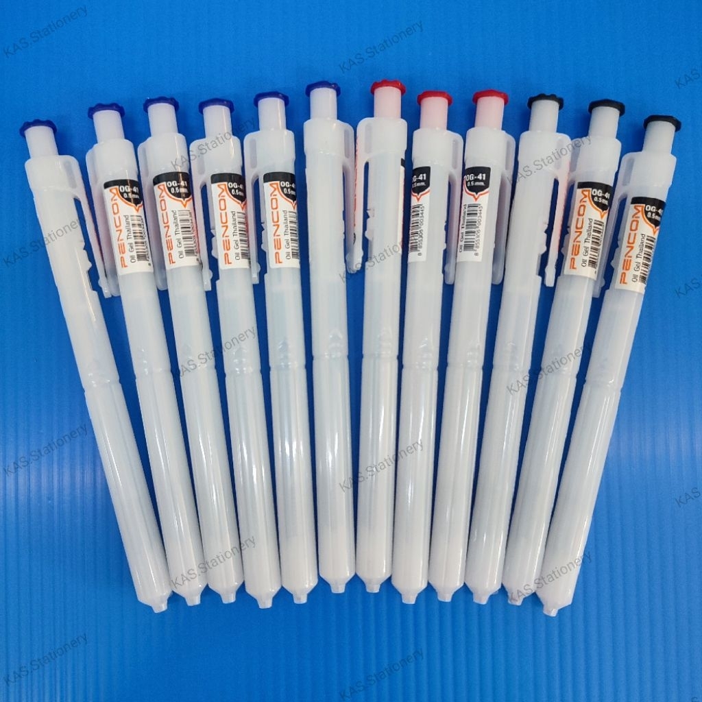 ปากกา Pencom OG-41 ด้ามสีขาว (หมึกน้ำเงิน,ดำ ,แดง) (1×12ด้าม)