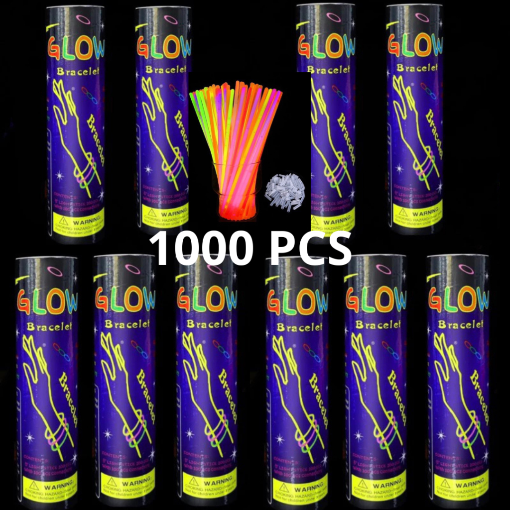 พร้อมส่ง แท่งเรืองแสง 200/500/1000 pcs พร้อมขั้วต่อ หลายสี งอได้ อุปกรณ์วันหยุด กำไลเรืองแสง อุปกรณ์ปาร์ตี้