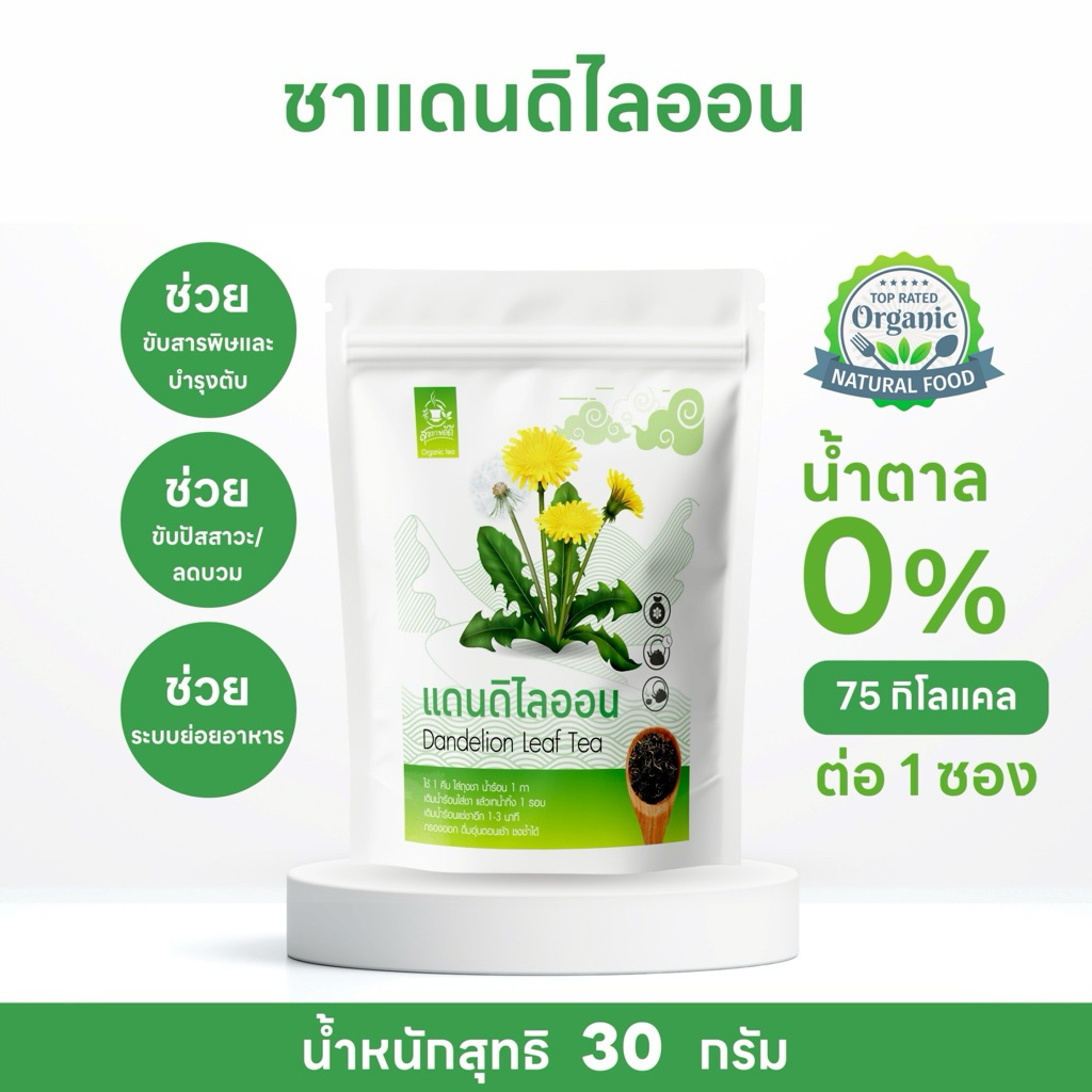 ชาแดนดิไลออน (Dandelion Leaves Tea) บรรจุ 30 กรัม
