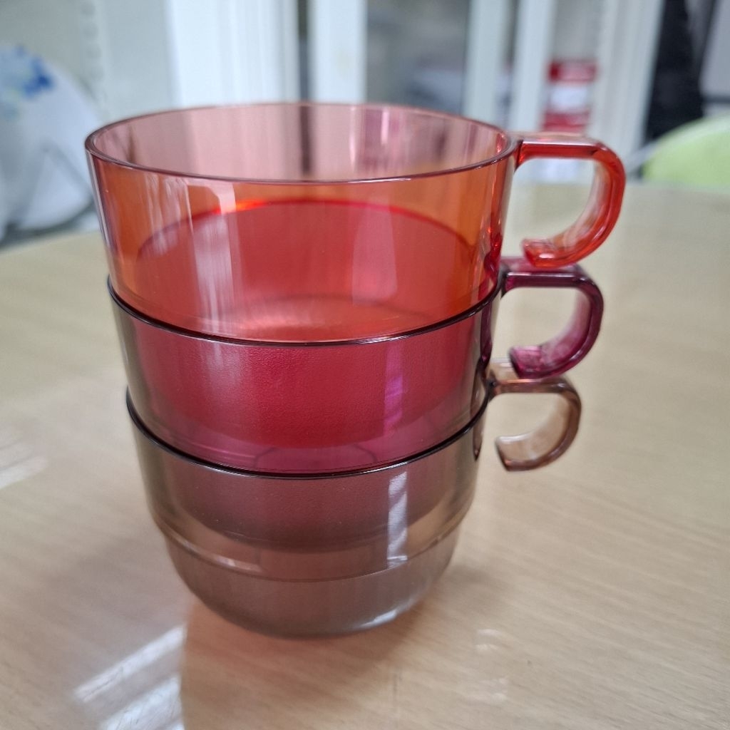 Tupperware แก้วน้ำคริสตัลใส ความจุ190มล.(1ใบ) มีหูจับ แก้วน้ำชา แก้วกาแฟ