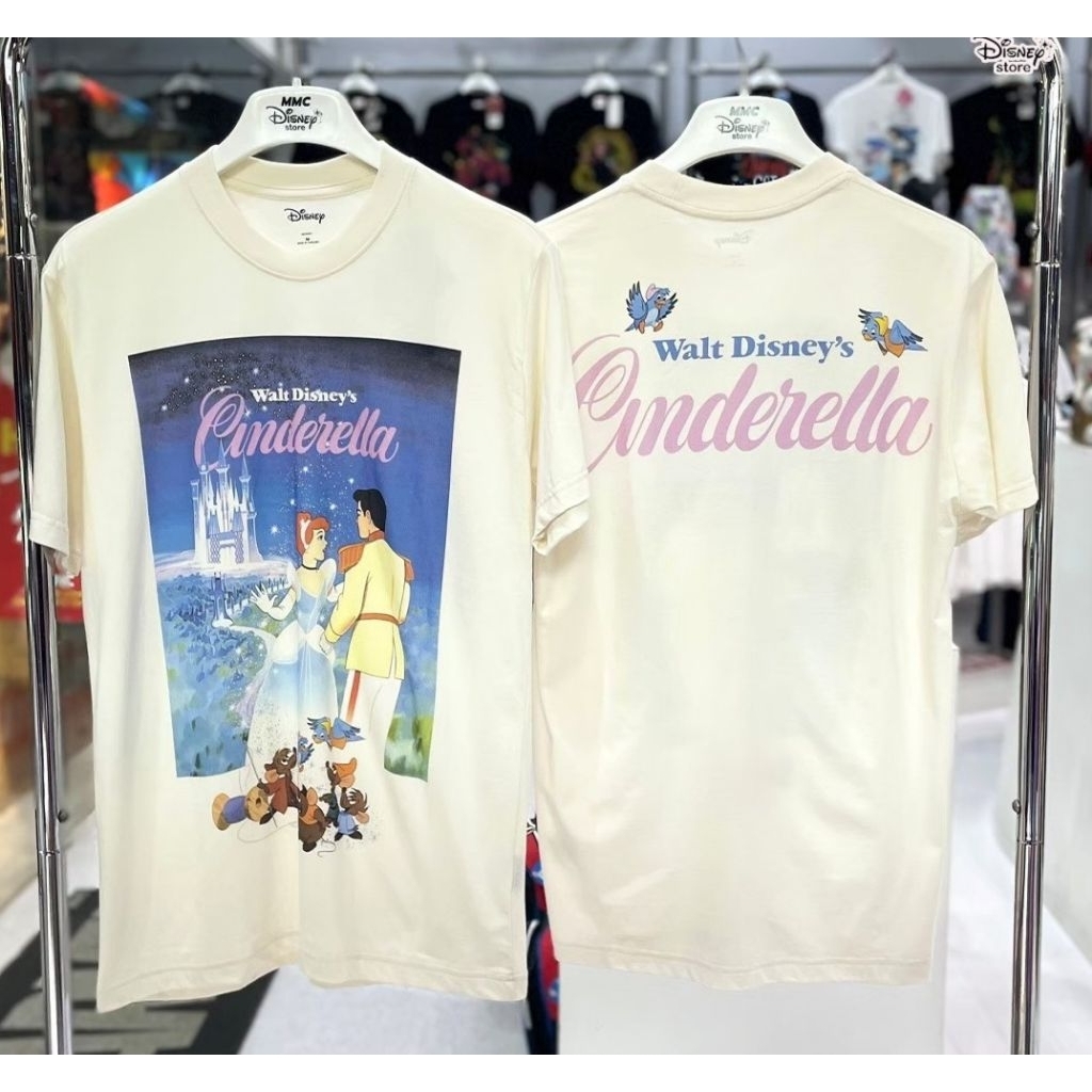 เสื้อยืดการ์ตูน Disney ลาย ซินเดอเรลล่า สีครีม ลิขสิทธิ์แท้💯 ( TMX-104 )