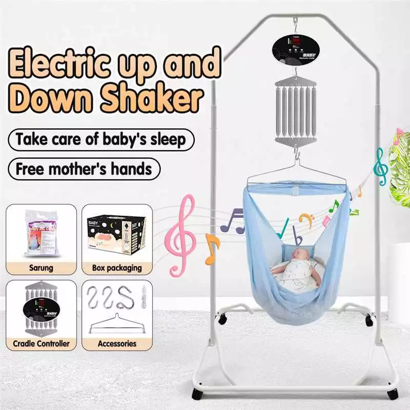 Mastela เปลไกวไฟฟ้าเด็ก 7 สปริง รีโมท+บลูทูธ ควบคุมได้ พร้อมเพลงผ่อนคลาย ปรับความเร็วได้ รองรับน้ำหนักสูงสุด 20KG สำหรับ