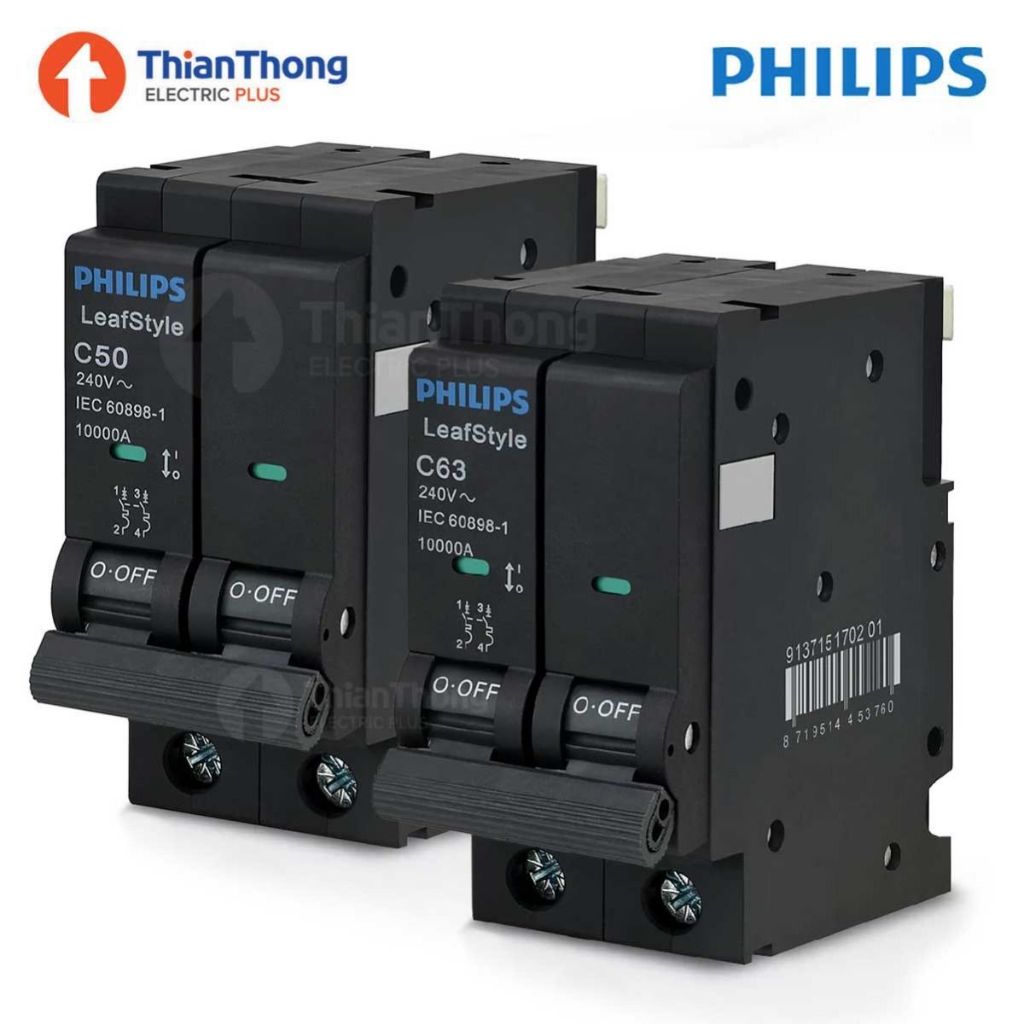 Philips เมนเบรกเกอร์ ฟิลิปส์ MCB 2P 50A 63A 10kA รุ่น LeafStyle (ชนิด Plug-On) ราคา ถูกที่สุด ดีลบีเคเค แกลเลอรีภาพที่ 2