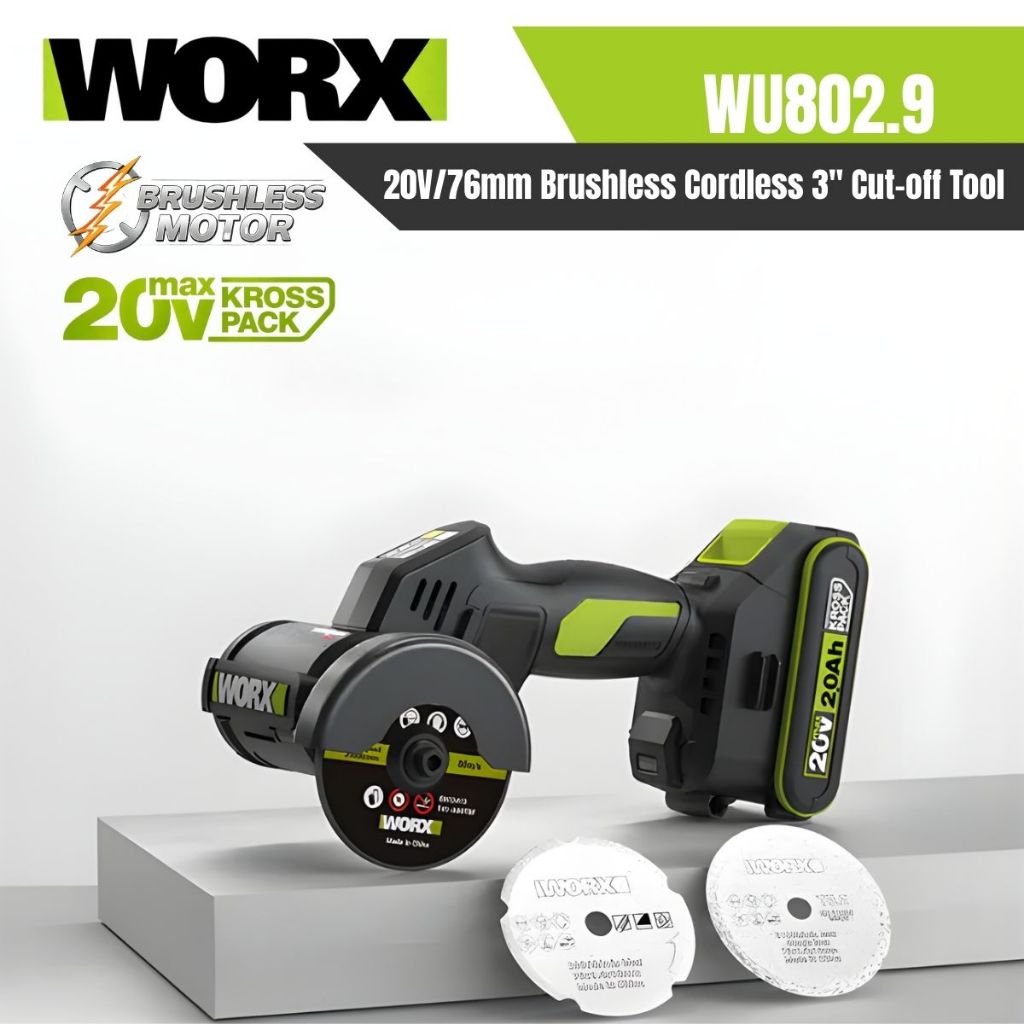 WORX รุ่น WU802.9 เลื่อยตัดไร้สายแบบไร้แปรงถ่าน ขนาด 3 นิ้ว (ตัวเปล่า) (BL-Motor) (สีเขียว)