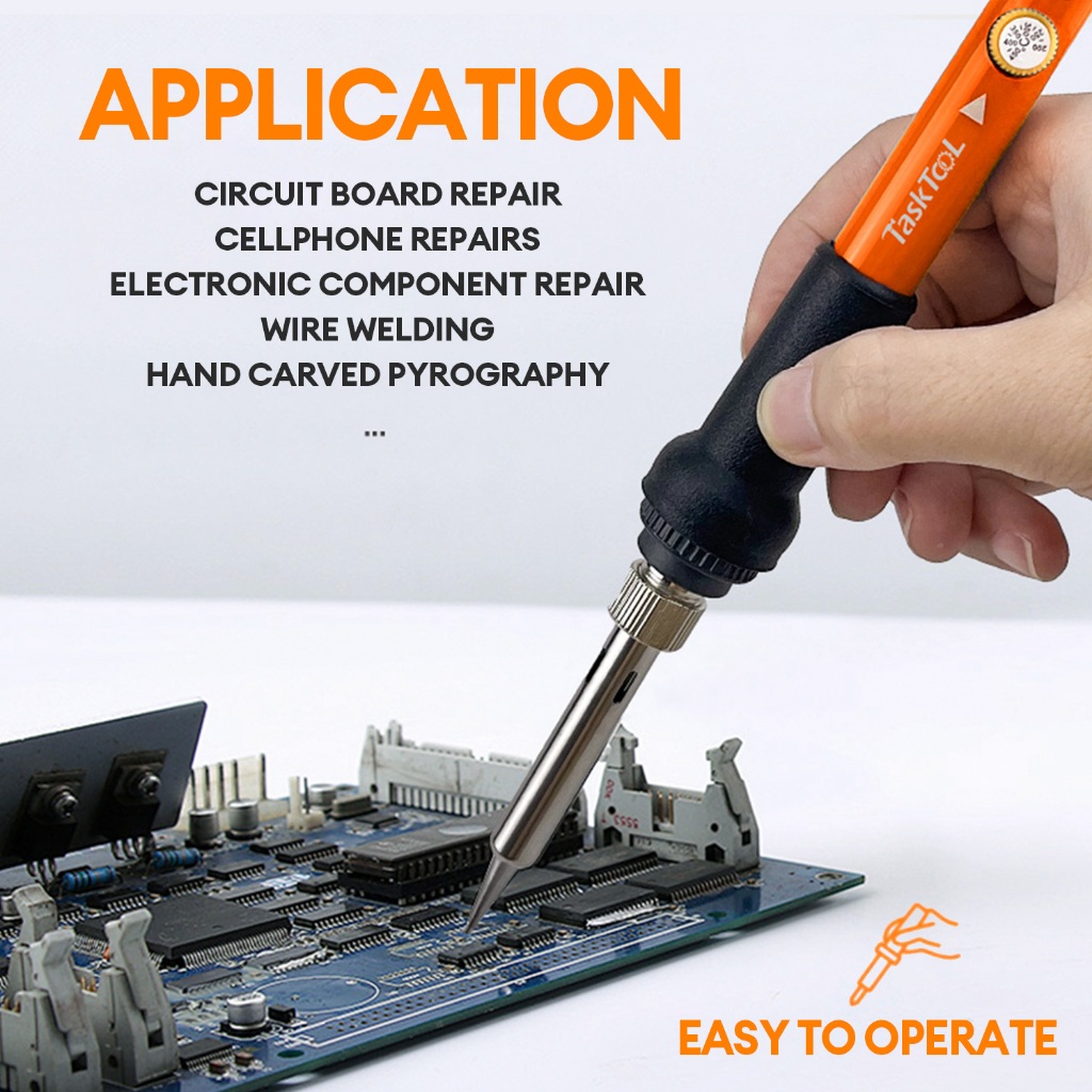 TASKTOOL  หัวแร้งบัดกรี 15 ชิ้น 60W  electric soldering iron ปรับอุณหภูมิได้ จอแอลซีดีหัวแร้งไฟฟ้า ปั๊มเครื่องมือเชื่อม - รูปที่ 5