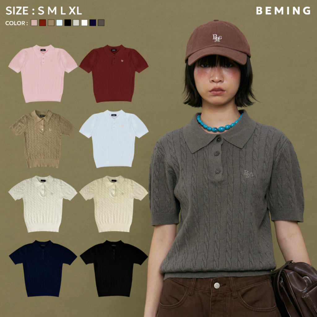 (พร้อมส่ง)Bemingtop977(S-XL)-Big Cable Polo – โปโลลายเปียใหญ่ที่ทุกคนรอคอย งานเรียบแต่มีดีเทล
