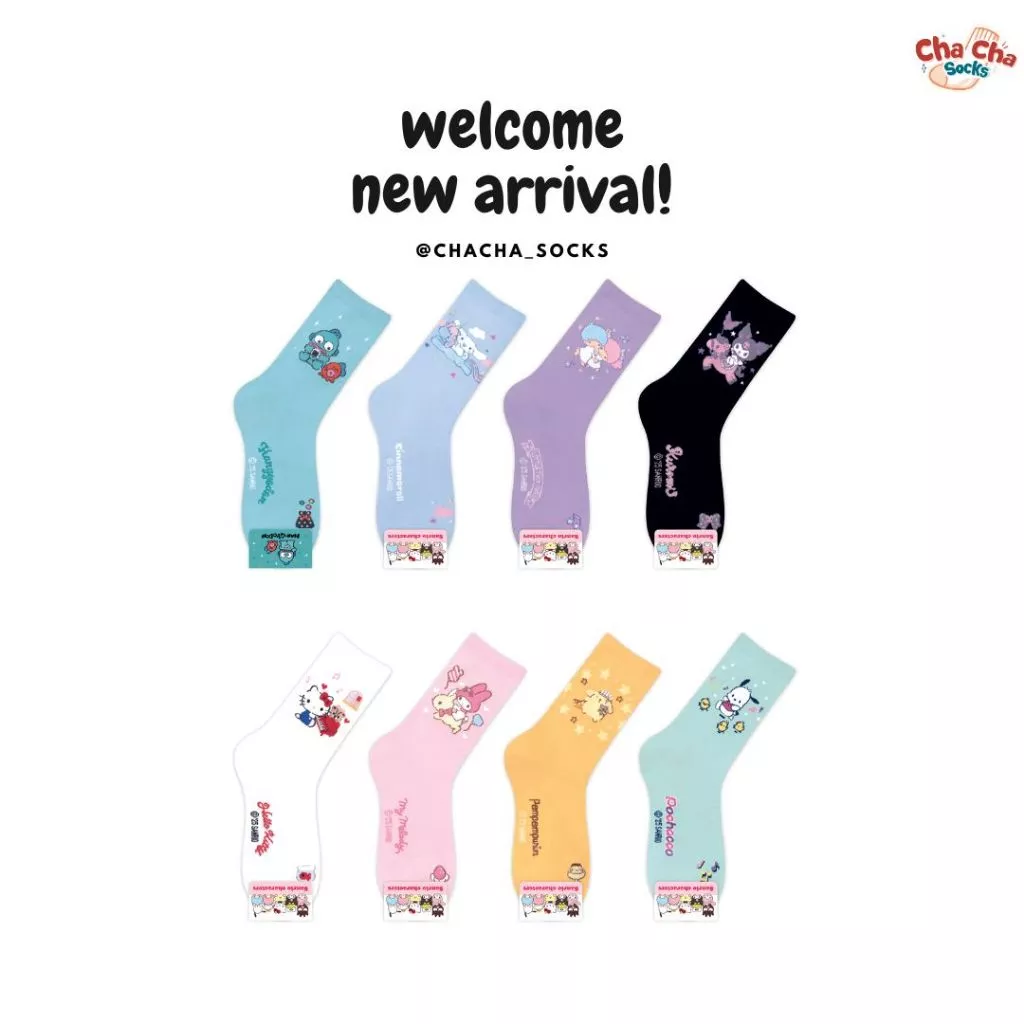 Chacha socks - ถุงเท้าซานริโอ้ Sanrio Dream Socks ถุงเท้าข้อยาว แบรนด์ kikiya นำเข้าจากเกาหลี