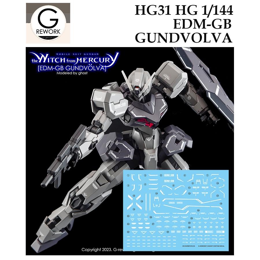 [ G Rework ] HG31 HG 1/144 EDM-GB GUNDVOLVA  the Witch from MERCURY GUNDAM WATER SLIDE DECAL