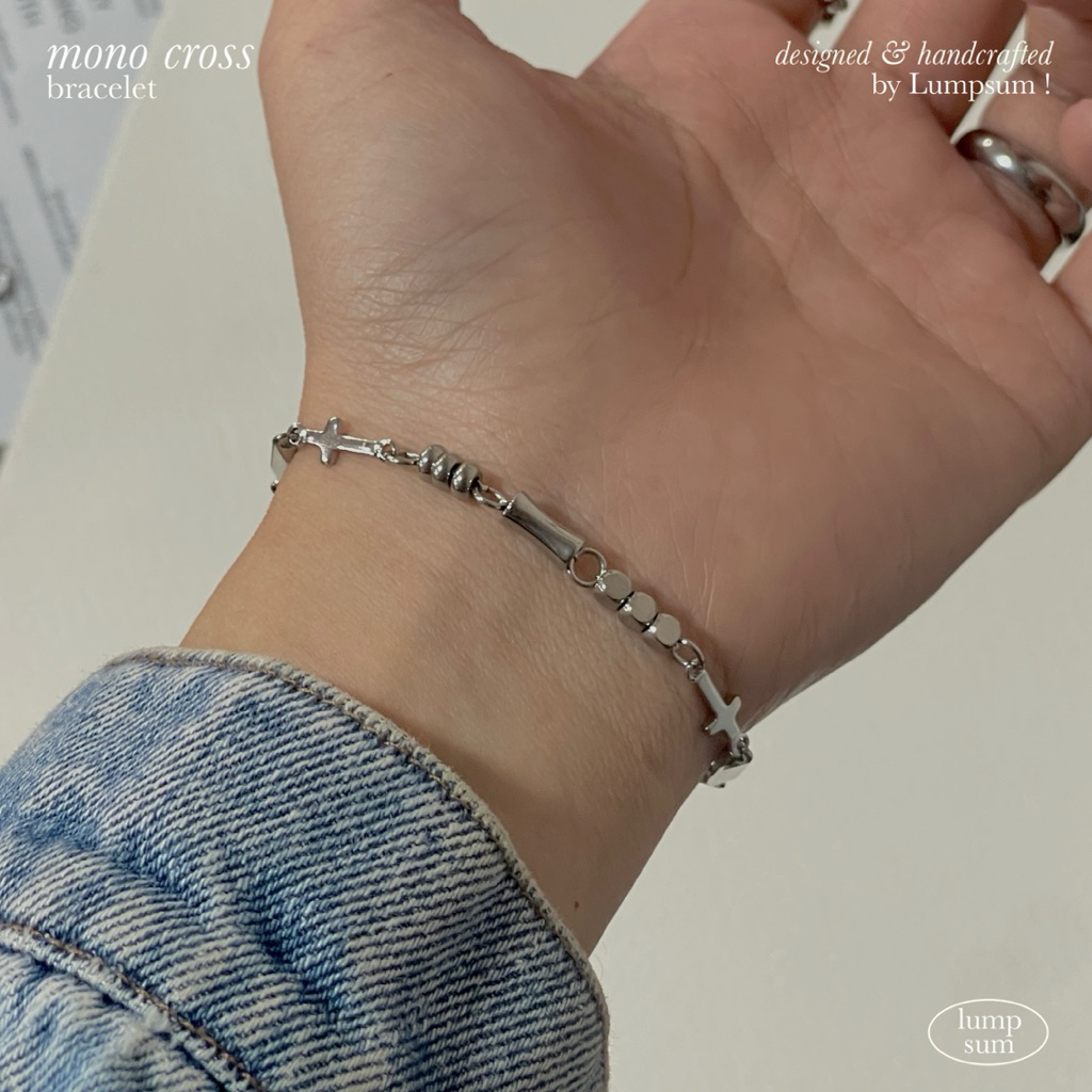 Lumpsum : สร้อยข้อมือ รุ่น Mono Cross วัสดุสแตนเลส ไม่ลอก ไม่ดำ