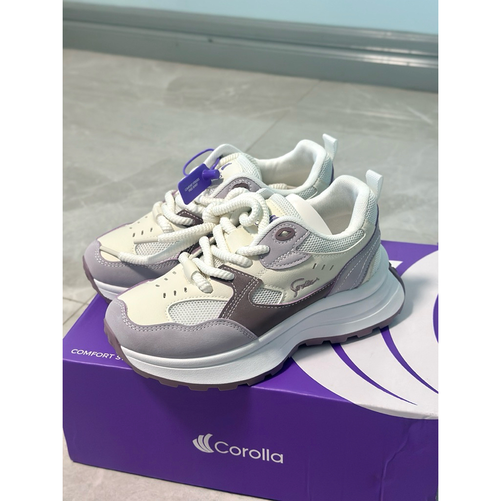 Corolla Colorblock Shoes รองเท้าผ้าใบผู้หญิง ใส่ออกกำลังกายได้ กันลื่น ทรงเสริมส้น ระบายอากาศได้ดี แ