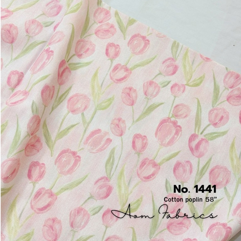 Aom Fabrics🌷ผ้าคอตตอนป๊อบลินลายดอก no.1440-1448 น่ารักมาก ผ้านิ่ม หน้ากว้าง 58 นิ้ว ผ้าเมตรนำเข้า พร้อมส่ง - รูปที่ 5
