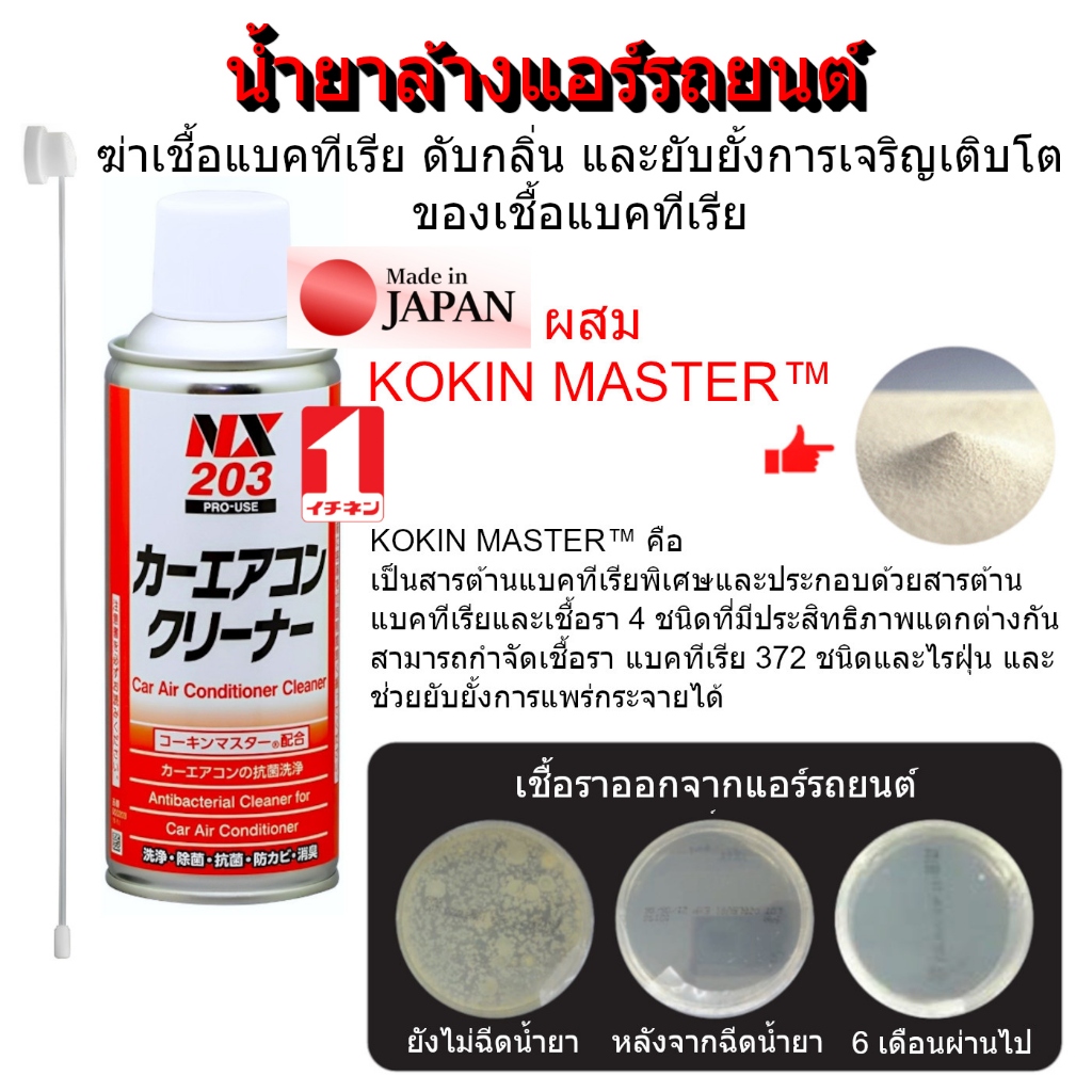 NX203 สเปรย์ ดับกลิ่น แอร์ รถยนต์ แอร์บ้าน ญี่ปุ่น 50g ฆ่าเชื้อ ฆ่า แบคทีเรีย เชื้อรา ล้างแอร์ car air Cleaner / Ichinen