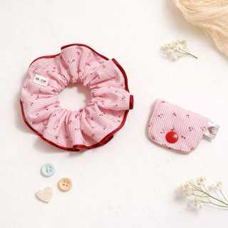 ยางรัดผม+ที่เก็บสายชาร์จ •BK-TIN HANDMADE• Cherry Matching Set 🍒