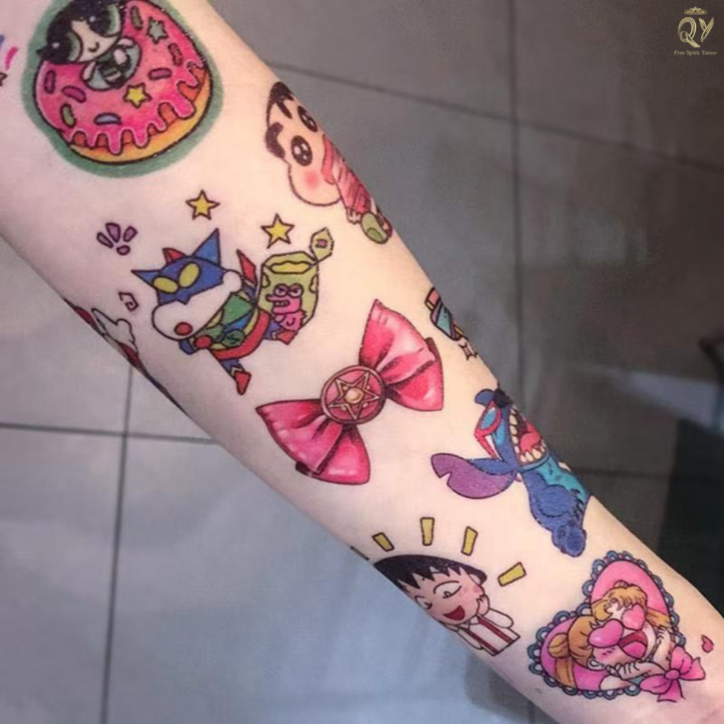 สติ๊กเกอร์รอยสัก  น่ารัก แทททูติดหน้า มือ เท้า เด็ก สาว กันน้ำติดทนนาน