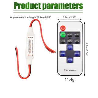 เก็บปลายทาง！RF11 12V รีโมทคอนโทรลไร้สาย Controller Dimmer หัวสองด้าน สําหรับ Mini LED Strip Light อุปกรณ์เสริม