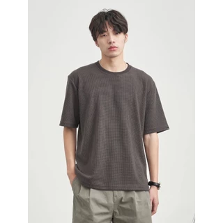 PROMAN เสื้อแขนสั้นลายวาฟเฟิลสีเรียบ ระบายอากาศ คอกลม ทรงหลวม ใส่สบาย เหมาะสำหรับการเดินทางไปทำงานและเข้ากับทุกสไตล์