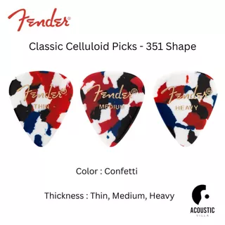 ปิ๊กกีตาร์ Fender Classic Celluloid 351 Guitar Pick ยอดนิยม