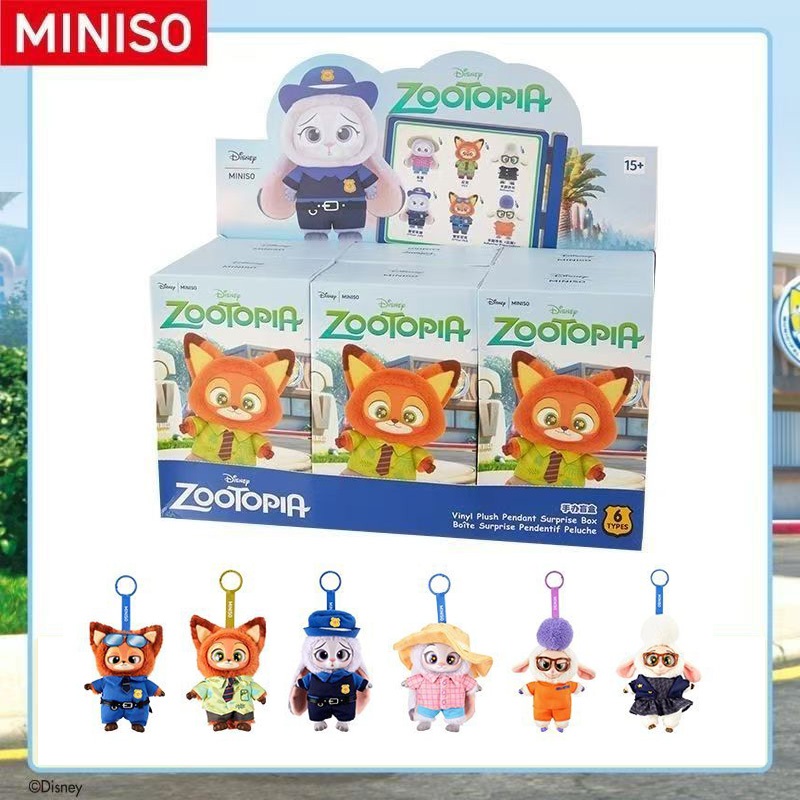 พร้อมส่งในไทย ⛵️กล่องสุ่ม Miniso Crazy Zootopia Seriesพวงกุญแจ ตุ๊กตาน่ารัก