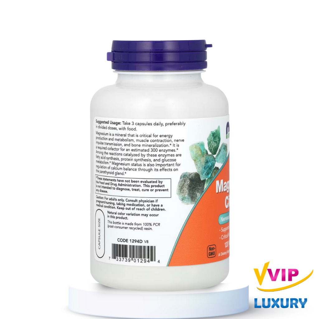 exp09/2030 แมกนีเซียม Magnesium Citrate 400 mg 120 veg capsules NOW - รูปที่ 2