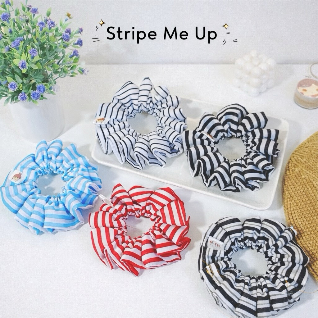 ยางรัดผม •BK-TIN HANDMADE•  Stripe Me Up – ยางรัดผมผ้าคอตตอนลายริ้ว