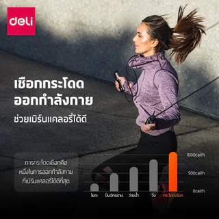 Deli เชือกกระโดดนักมวย เชือกกระโดด ที่กระโดดเชือก หน้าปัดนับรอบ ปรับสายได้ จับกระชับมือ Jump Rope