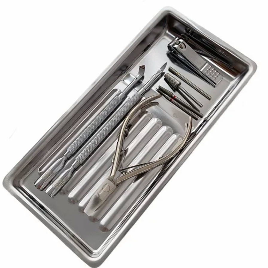 ถาดใส่อุปกรณ์ทำเล็บพื้นลอน Stainless Steel Curls Tray  ถาดวางของทำเล็บ พร้อมส่ง